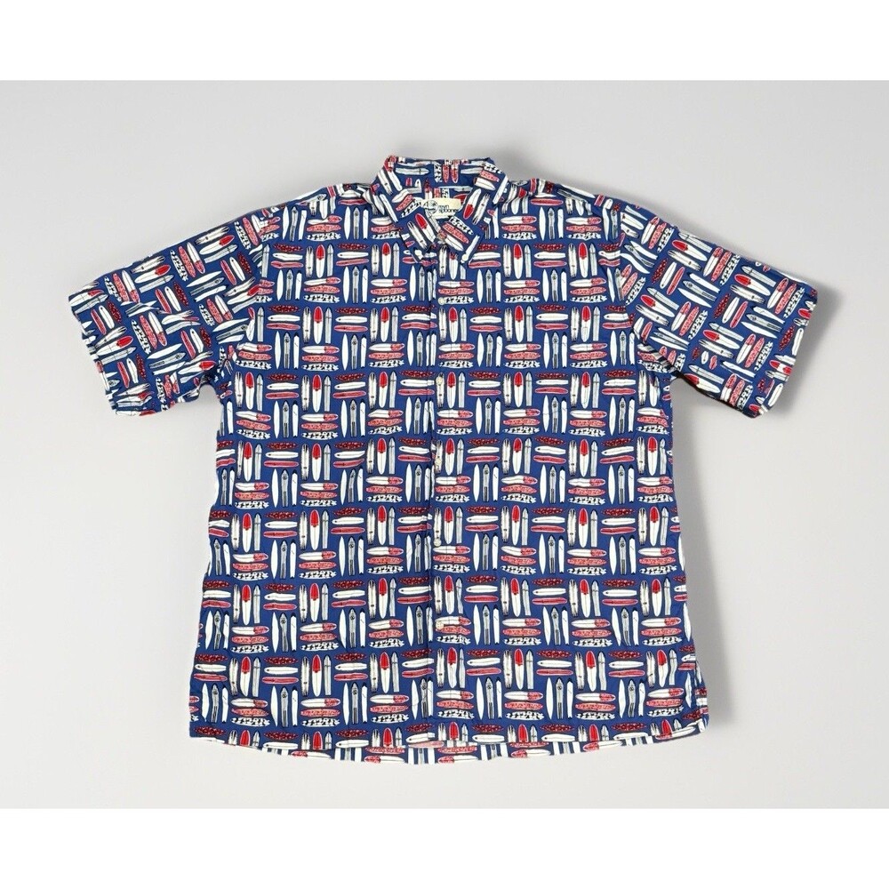 REYN SPOONER Longboard Surfboard Print Short Sleeve Shirt Size XXL